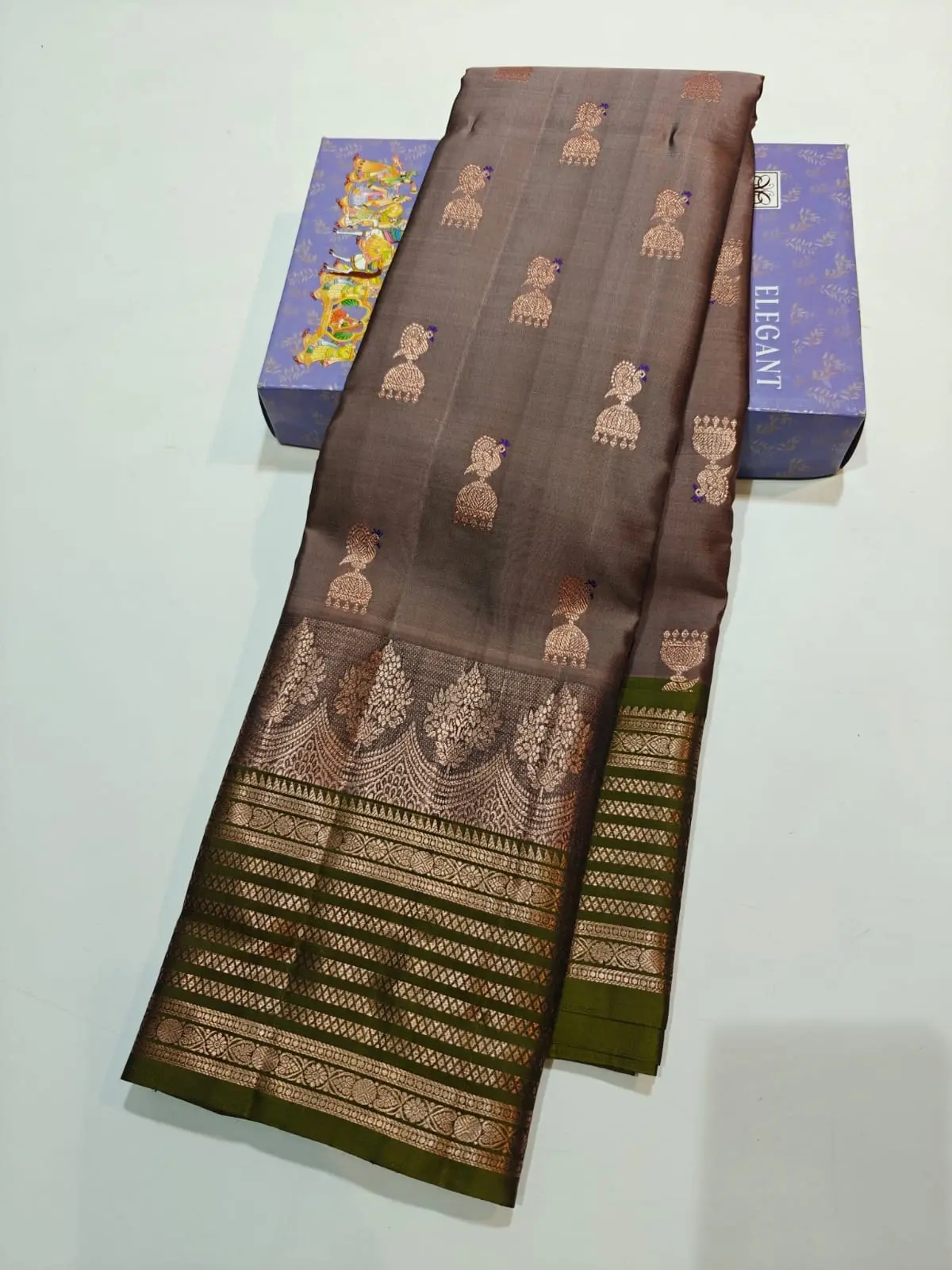 Peacock and Jhumka Kanchi Handloom Soft Silk Saree